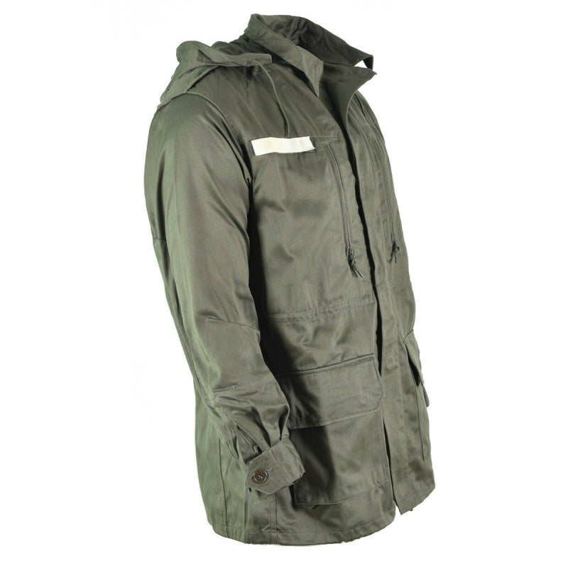 Original French army Olive OD jacket fatigue combat military hooded parka sateen - GoMilitar