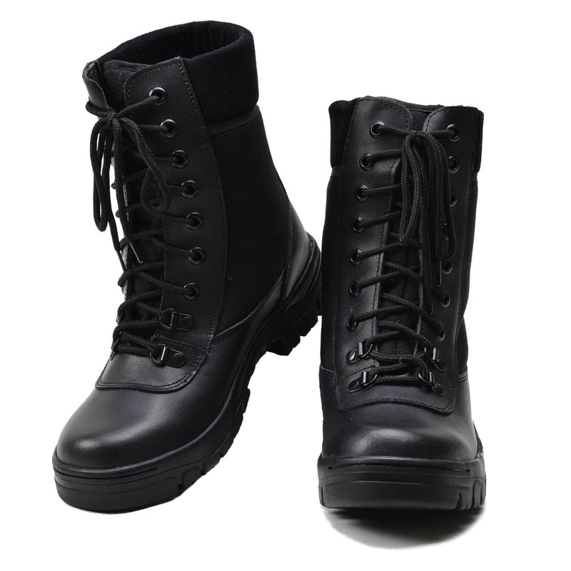 Original French military black leather breathable boots lightweight army NEW - GoMilitar