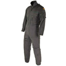 Original German army cotton pilot coverall with epaulets, zippered pockets, and German flag patch on sleeve
