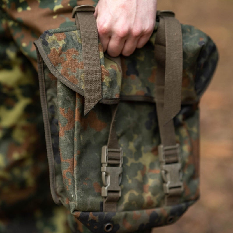 Sac de combat de camouflage flecktarn de l'armée allemande d'origine, système de sangle militaire excédentaire