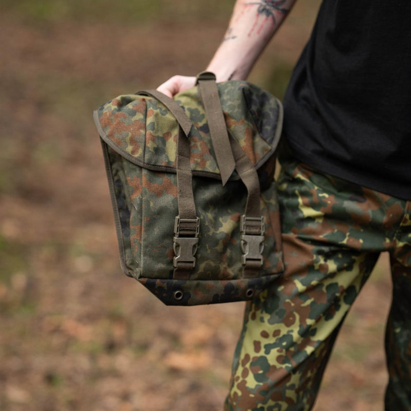 Sac de combat de camouflage flecktarn de l'armée allemande d'origine, système de sangle militaire excédentaire