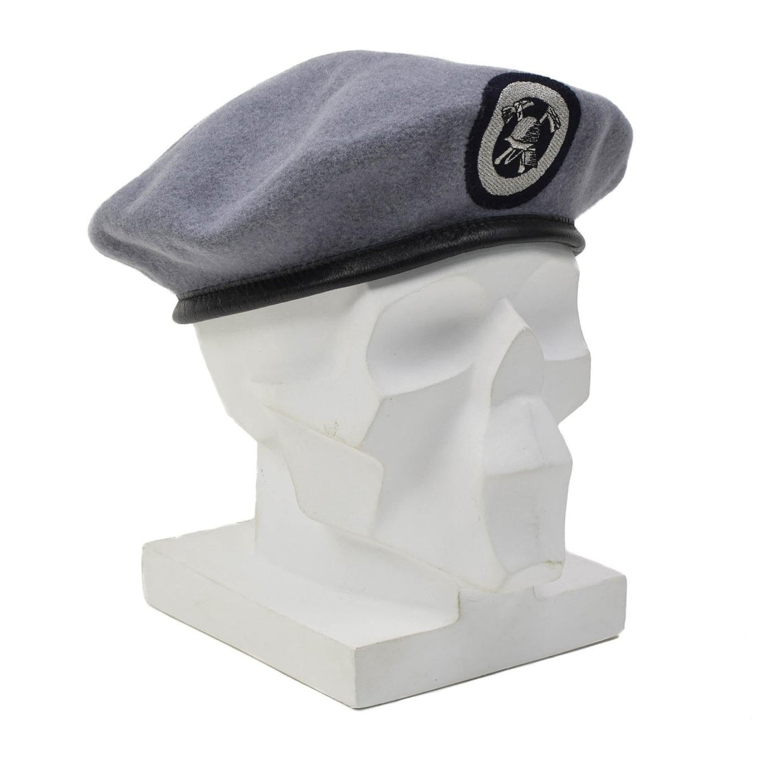 Original German Fire Department Beret Cap Embroidered Fabric Badge Gray
