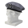 Original German Fire Department Beret Cap Embroidered Fabric Badge Gray