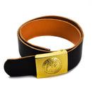 Original German Military leather belt adjustable steel buckle army insignia New - GoMilitar