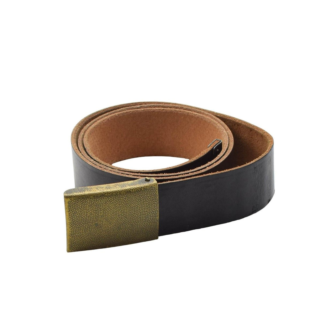 Ceinture de pantalon en cuir militaire allemande d'origine Bundesmarine Army Navy Noir