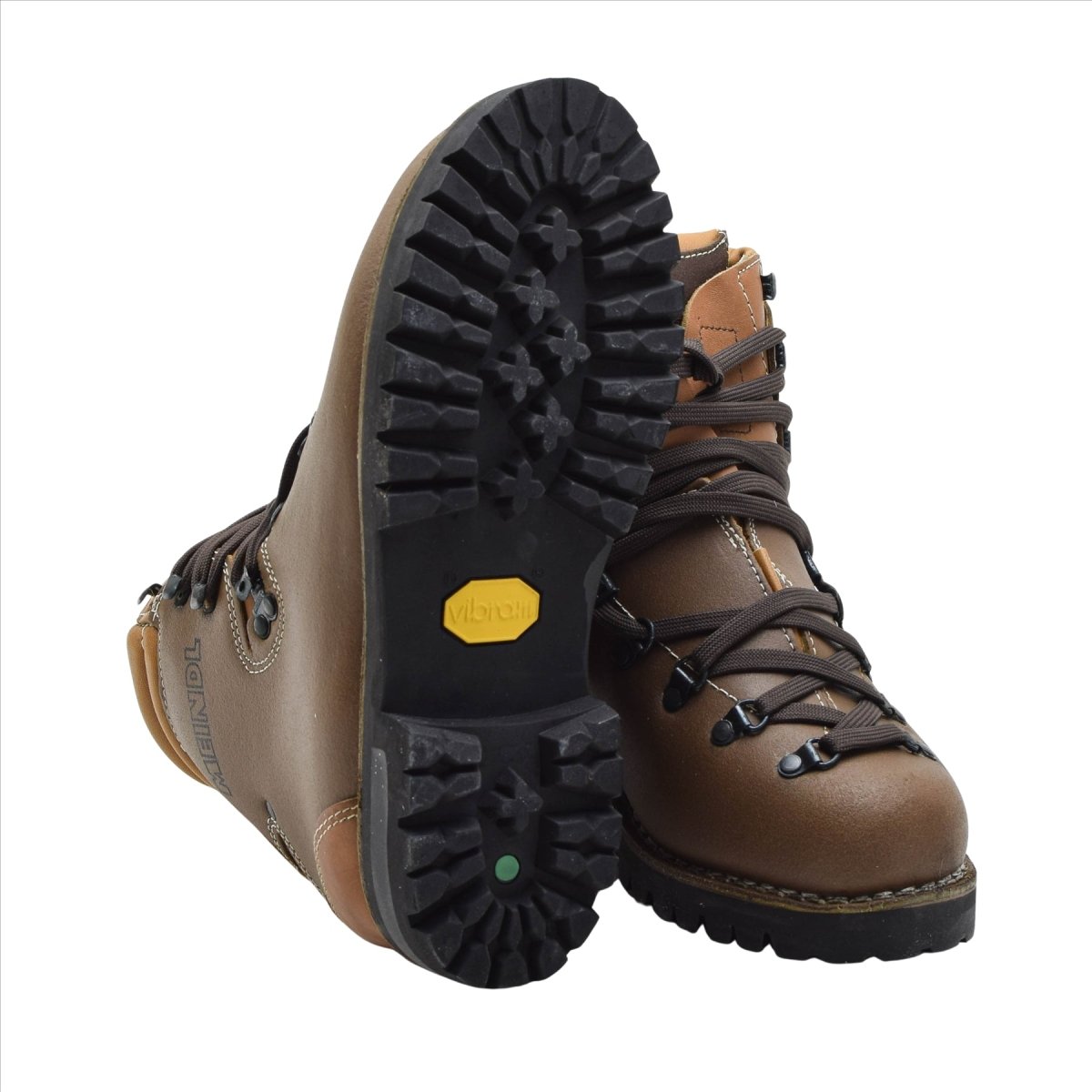 Bottes de randonnée militaires allemandes originales en cuir Vibram Outdoor marron