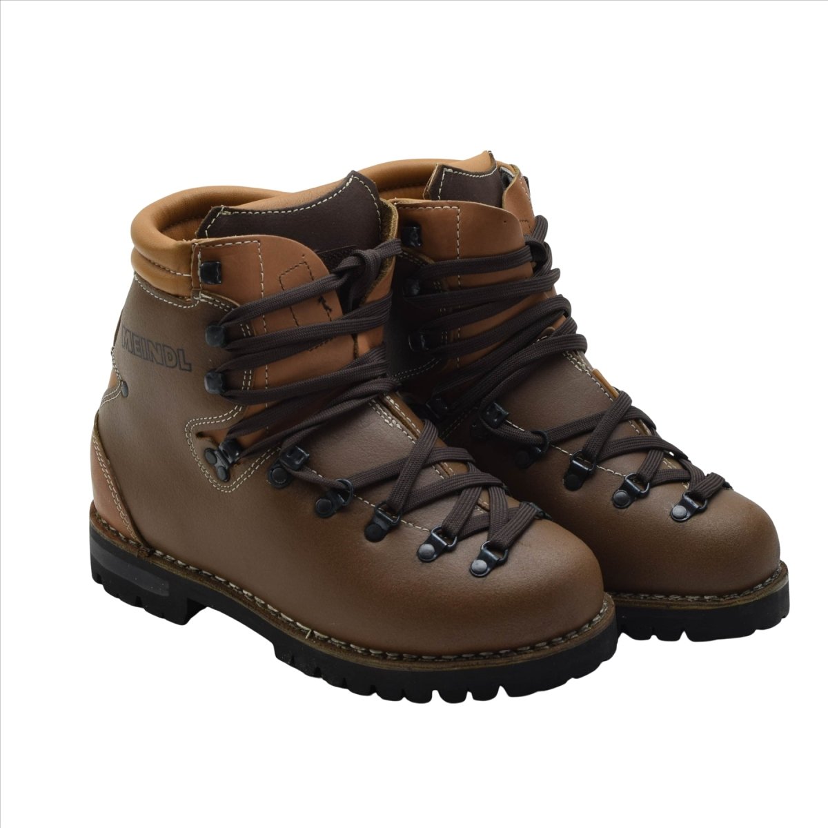 Bottes de randonnée militaires allemandes originales en cuir Vibram Outdoor marron