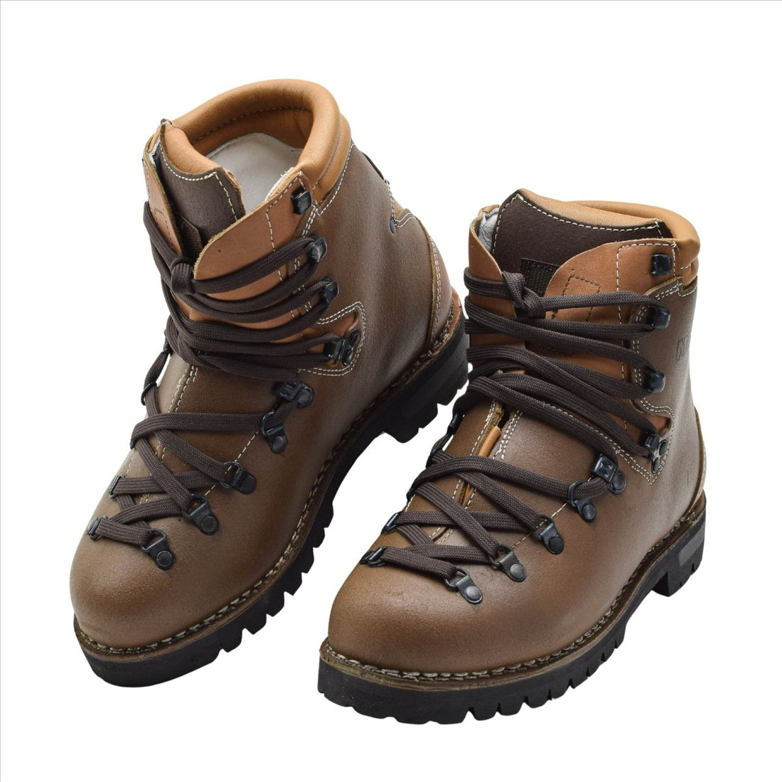 Bottes de randonnée militaires allemandes originales en cuir Vibram Outdoor marron
