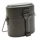 Kit de désordre militaire allemand original en aluminium en 3 parties avec couvercle et récipient olive