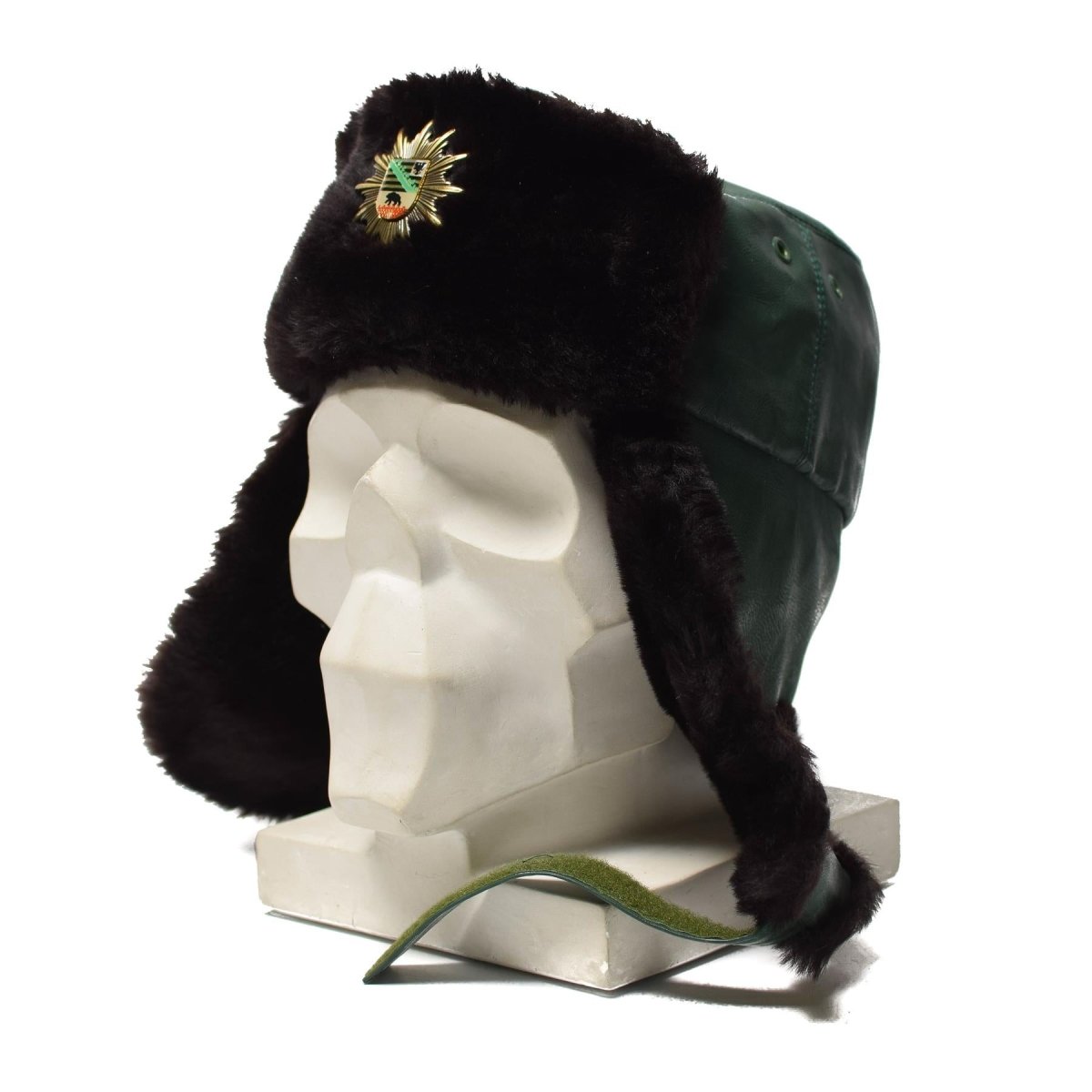 Chapeau d'hiver chaud original de la police allemande pour temps froid, badge ushanka en fausse fourrure NEUF