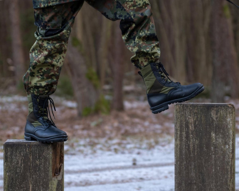 Bottes tropicales originales de l'armée allemande BALTES noir/vert OD surplus militaire NEUF