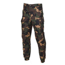 Original Hungarian military M1990 summer field pants in woodland camo ripstop with cargo pockets and reinforced knees.