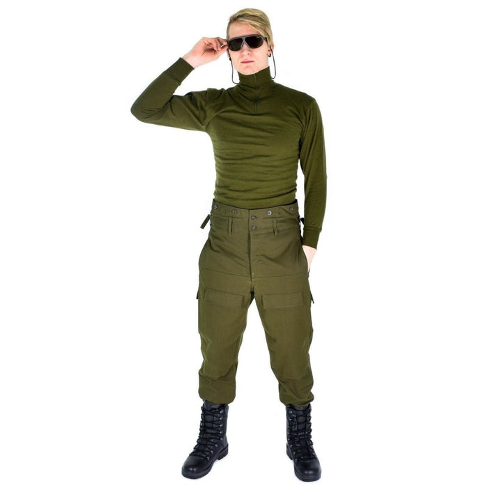 Chemise en tricot originale de l'armée italienne avec fermeture éclair Maillot de corps F1 thermique Vert OD NEW - GoMilitar