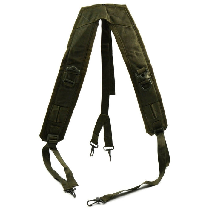 Original Italian Army olive green Y-Strap suspenders tactical belt made of durable canvas, metal clips and adjustable straps