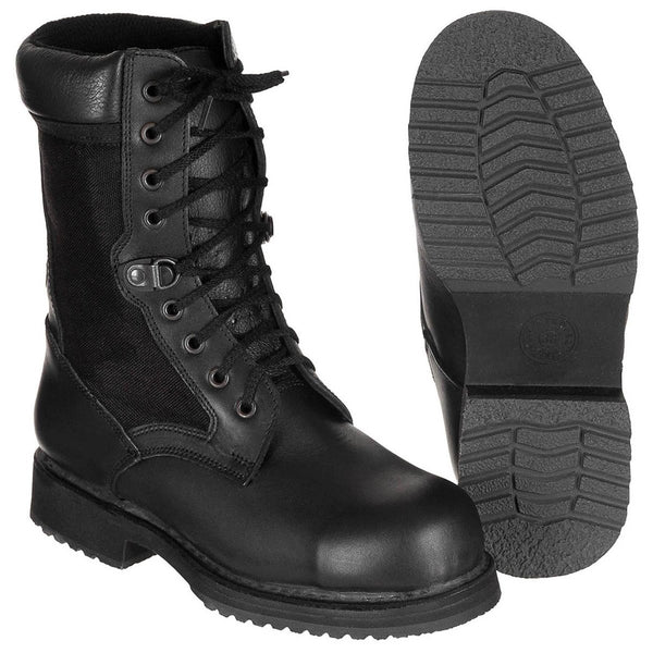 Chaussures de combat militaires italiennes originales en cuir léger noir pour l'hiver