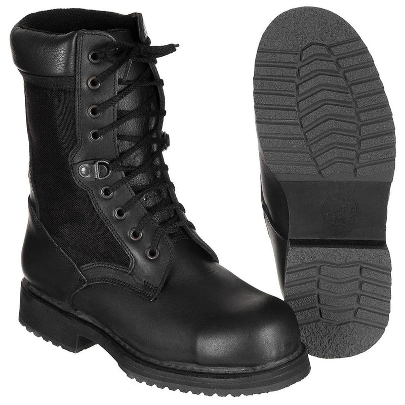 Chaussures de combat militaires italiennes originales en cuir léger noir pour l'hiver