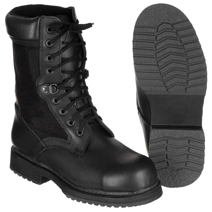 Chaussures de combat militaires italiennes originales en cuir léger hiver noir - GoMilitar