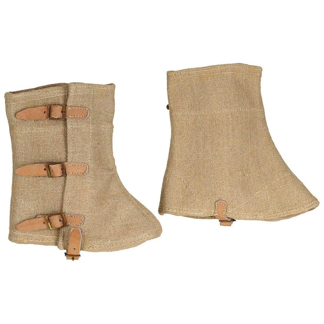 Guêtres militaires italiennes originales en toile et cuir, surplus d'armée kaki