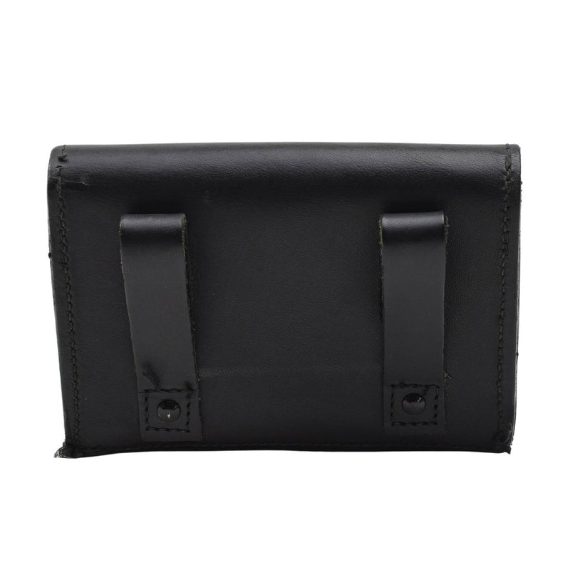 Pochette de chargeur militaire italienne originale petite taille en cuir avec boucles en métal noir