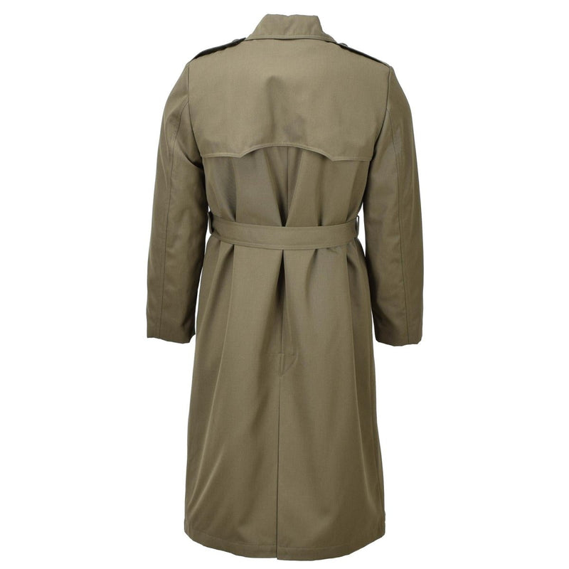 Trench-coat militaire italien original pour femme olive long avec doublure de ceinture armée NEUF