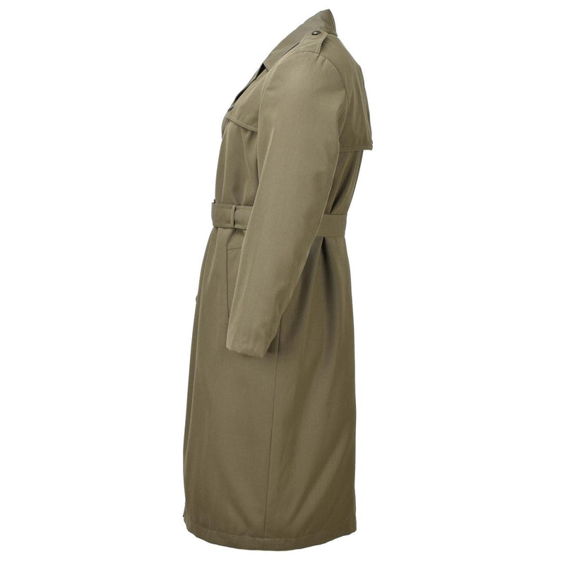 Trench-coat militaire italien original pour femme olive long avec doublure de ceinture armée NEUF