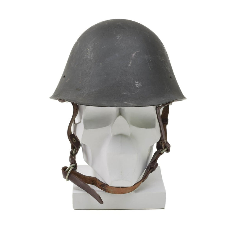 Casque tactique militaire roumain d'origine en acier M73 avec jugulaire pour parachutiste Olive