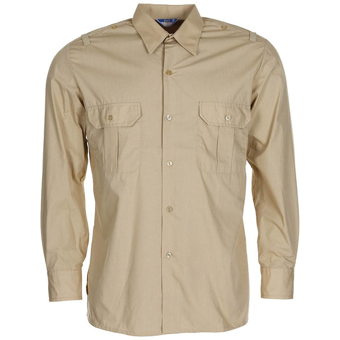 Original Spanish Military Long Sleeve Field Duty Work Shirt Lightweight Khaki in durable polyester blend fabric for tactical and outdoor gear