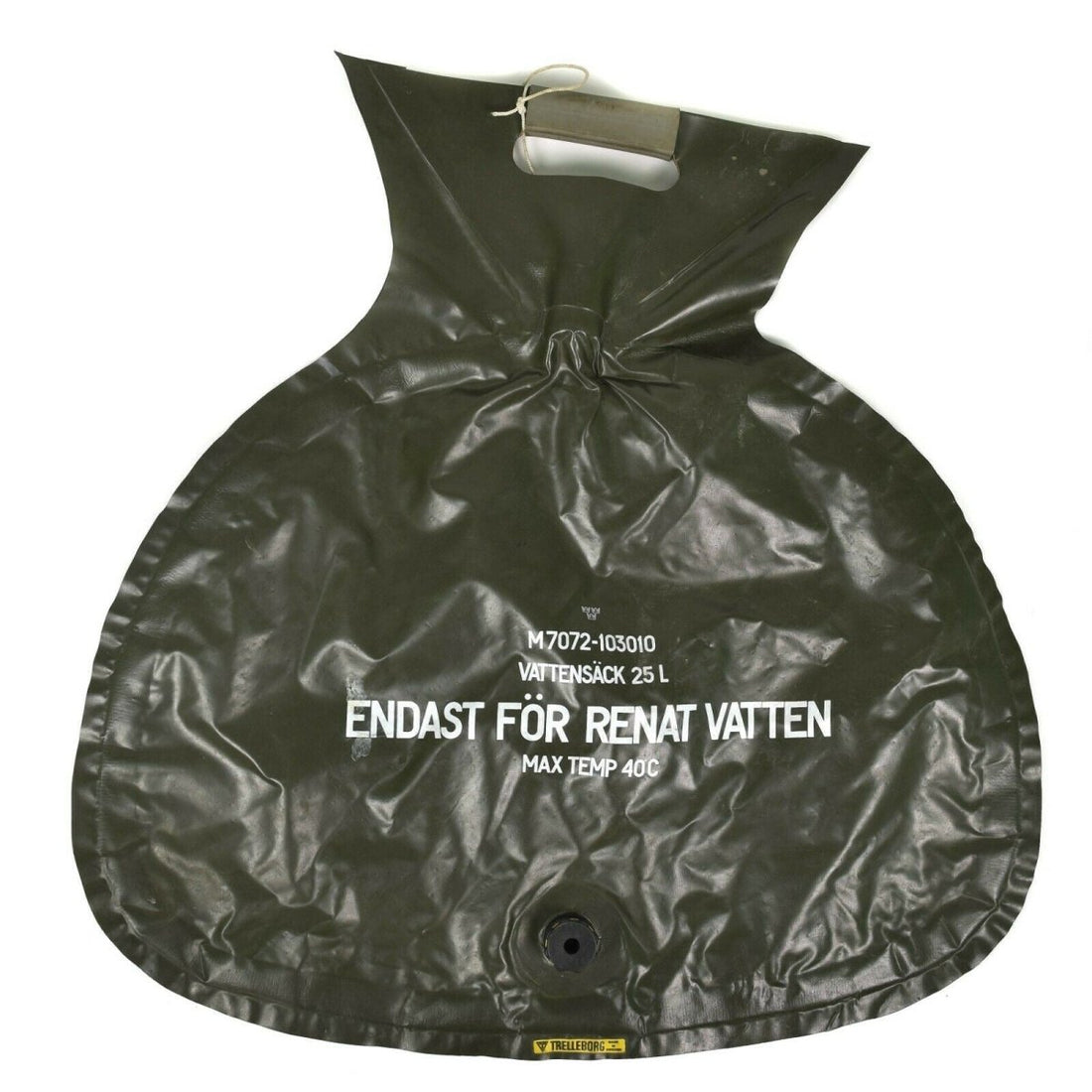 Original Swedish Army 25L Water Bag with Valve Folding Tank Olive