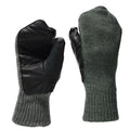 Original Swiss army gray wool cold weather mittens leather palm military issue