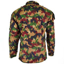 Back view of Original Swiss M83 Alpenflage camo jacket with multicolor military camouflage pattern and long sleeves