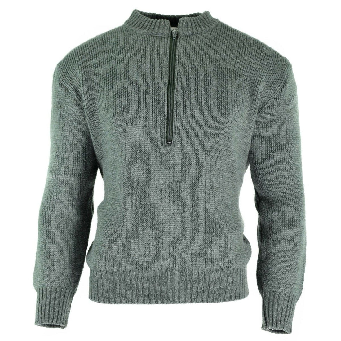 Pull original de l'armée suisse M74 Jumper pull en laine vierge gris avec fermeture éclair