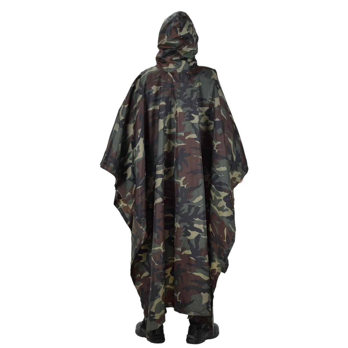 Poncho de camouflage militaire turc d'origine résistant à l'eau en ripstop à capuche armée