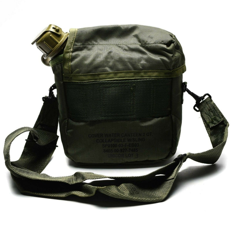 Bouteille d'eau originale de l'armée américaine 2 QT avec pochette Olive OD USA surplus