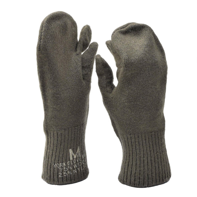 Original U.S. military cold weather wool trigger mittens with separate finger design for warmth and firearm dexterity