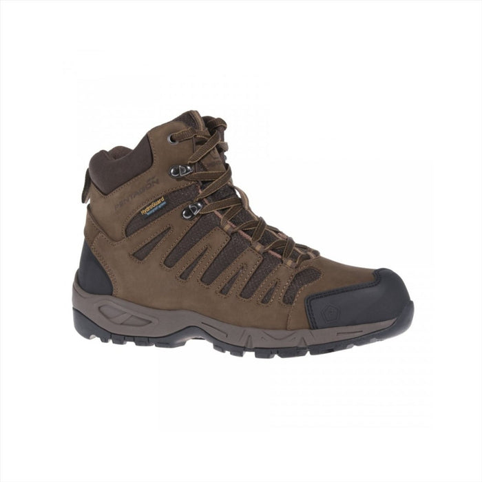 Botte tactique PENTAGON Achilles XTR 6" en cuir nubuck marron terre avec Hydroguard imperméable et semelle robuste