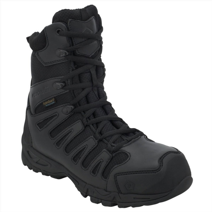 Black Pentagon Achilles XTR 8" tactical boot with waterproof high-density leather and abrasion-resistant nylon upper