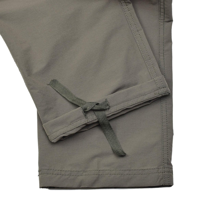 Close-up of brown Pentagon BDU 2.0 Tropic Pants detail showing drawstring ankle and durable ripstop fabric.