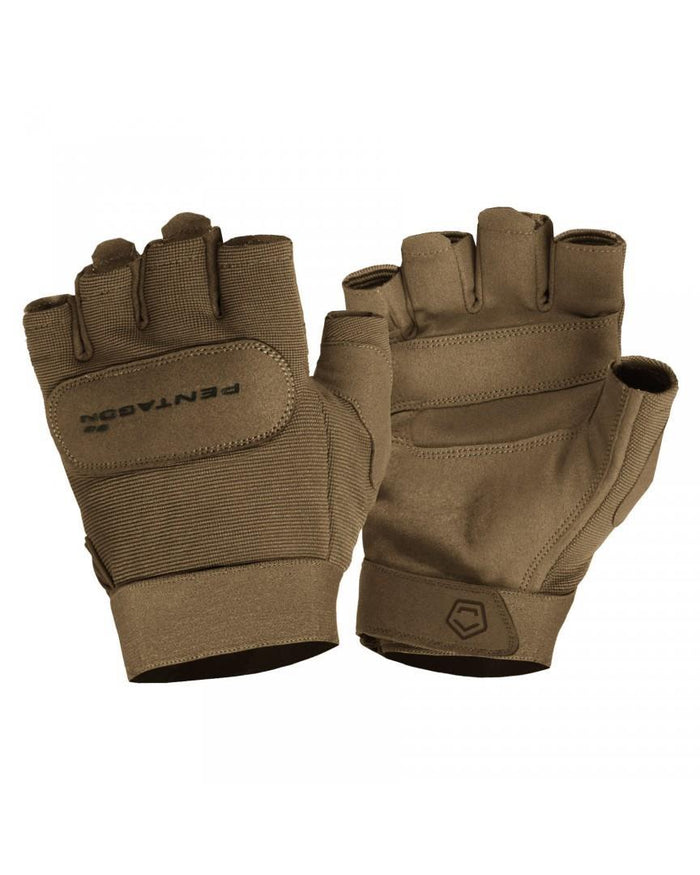 PENTAGON Duty Mechanic 1/2 Fingerless Gloves Breathable Fabric Cuff Elastic, Fingerless Gloves - GoMilitar