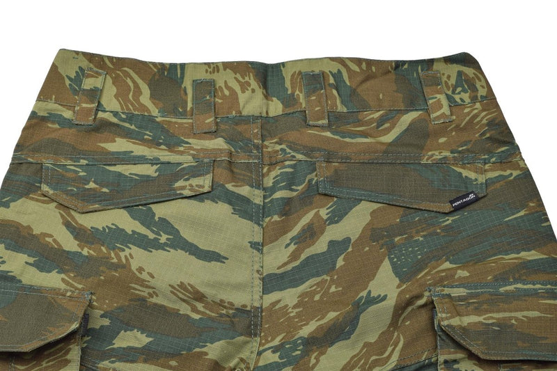 Back view of PENTAGON Lycos Ripstop bermuda shorts in lizard camouflage with reinforced pockets and belt loops