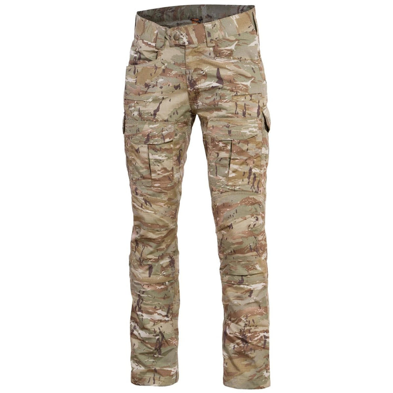 Pentagon Ranger 2.0 military style lizard camo pants with reinforced ripstop fabric and multiple pockets for durability and comfort