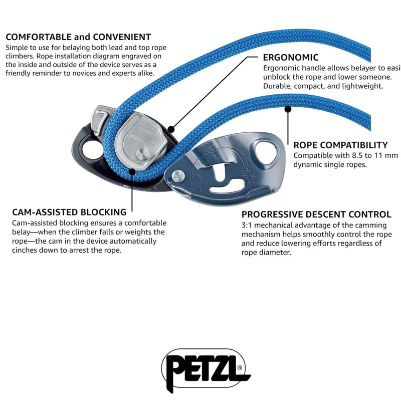 PETZL Grigri Dispositif d'assurage à freinage assisté Equipement d'escalade Aluminium Bleu