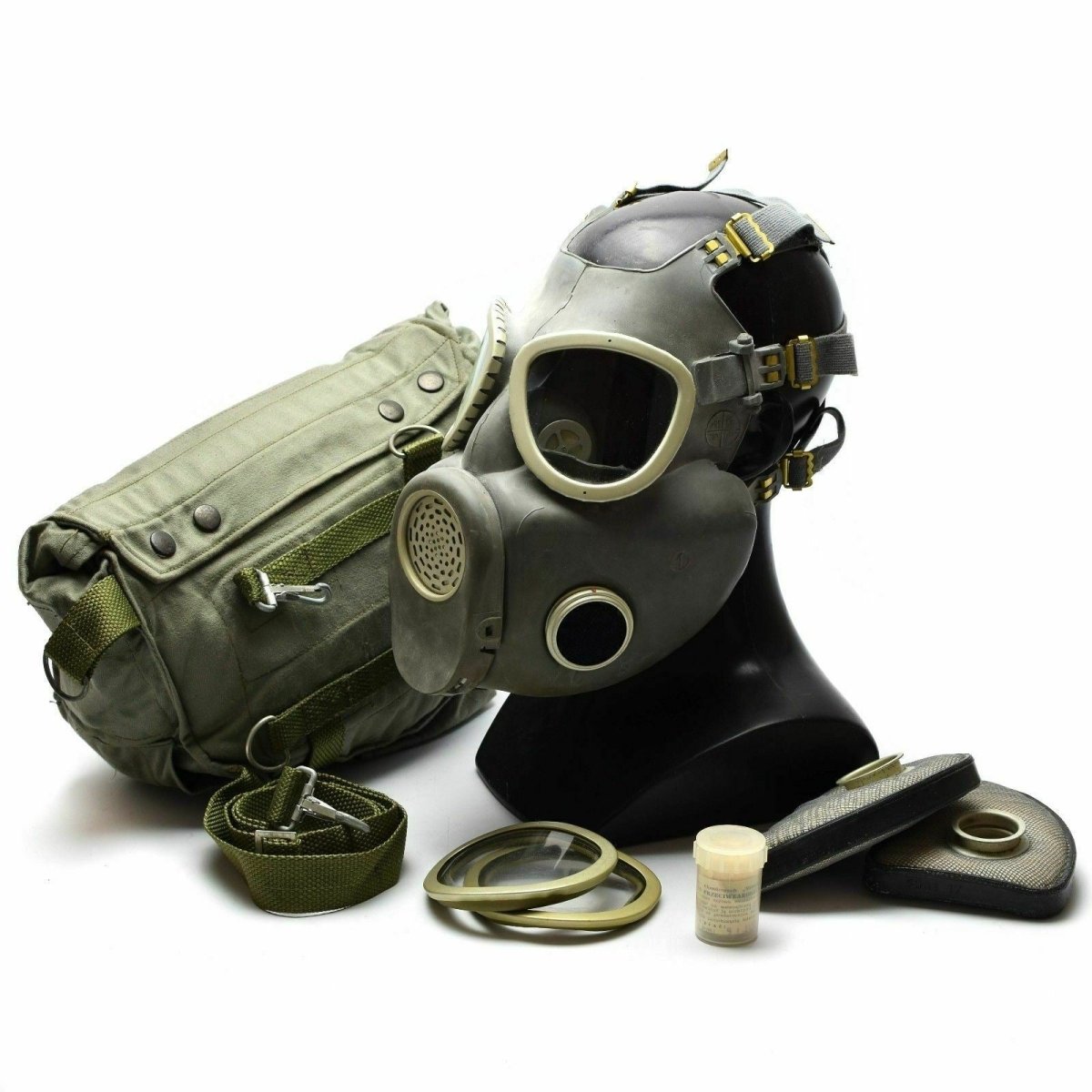 Masque à gaz militaire polonais MP-4 Véritable produit chimique respiratoire Gris Olive OD NEUF