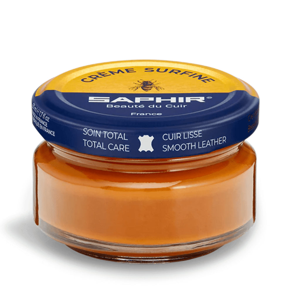 Saphir Creme Surfine Leather Shoe Care Cream Smooth Leather 50ml Light Brown