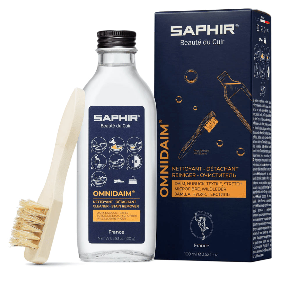 Saphir Omnidaim Nettoyant pour chaussures en daim nubuck 100 ml Brosse neutre incluse