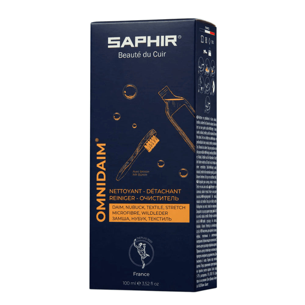 Saphir Omnidaim Nettoyant pour chaussures en daim nubuck 100 ml Brosse neutre incluse