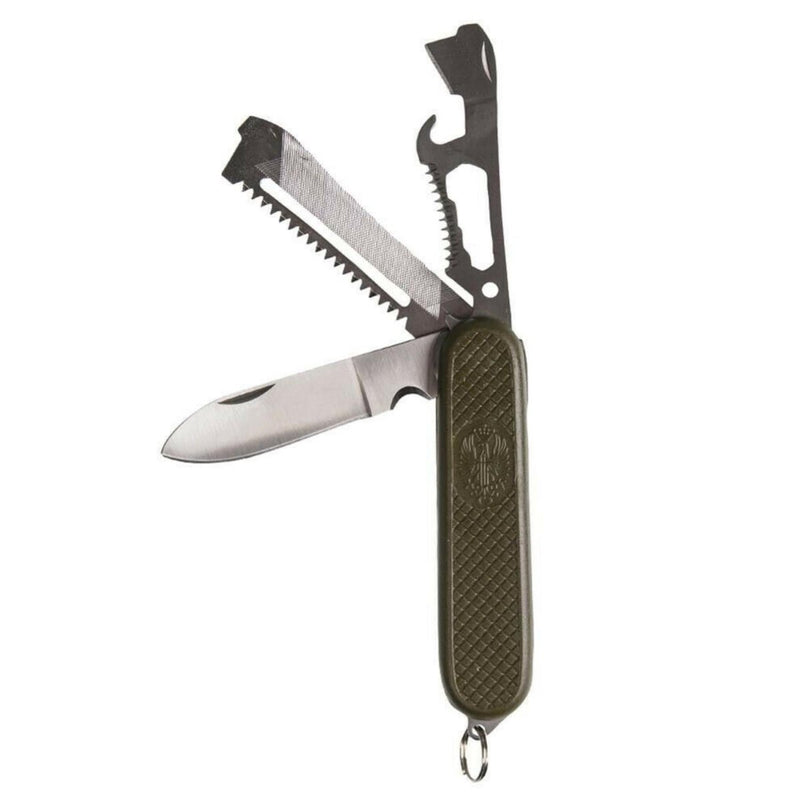 Spanish army style knife. Spain military foldable knife multitool OD olive