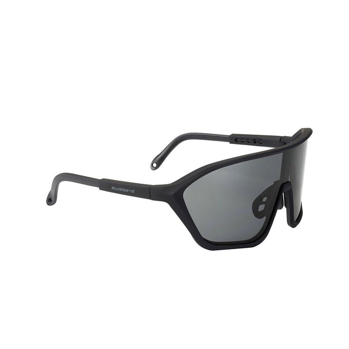 SWISS EYE full frame tactical goggles with UV protection and wide shooting lenses in black frame design