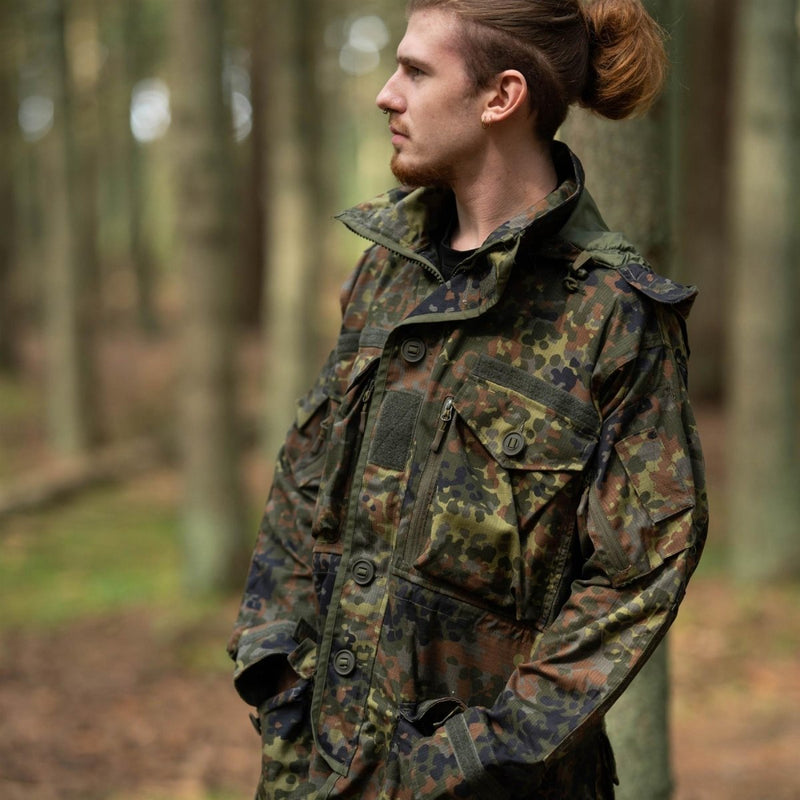 Veste de style militaire allemand de marque TACGEAR, veste commando flecktran avec fermeture éclair YKK