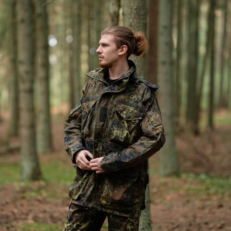 Veste de style militaire allemand de marque TACGEAR, veste commando flecktran avec fermeture éclair YKK