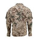 Back view of TACGEAR desert flecktarn camo military commando field jacket with reinforced elbows and multiple pockets